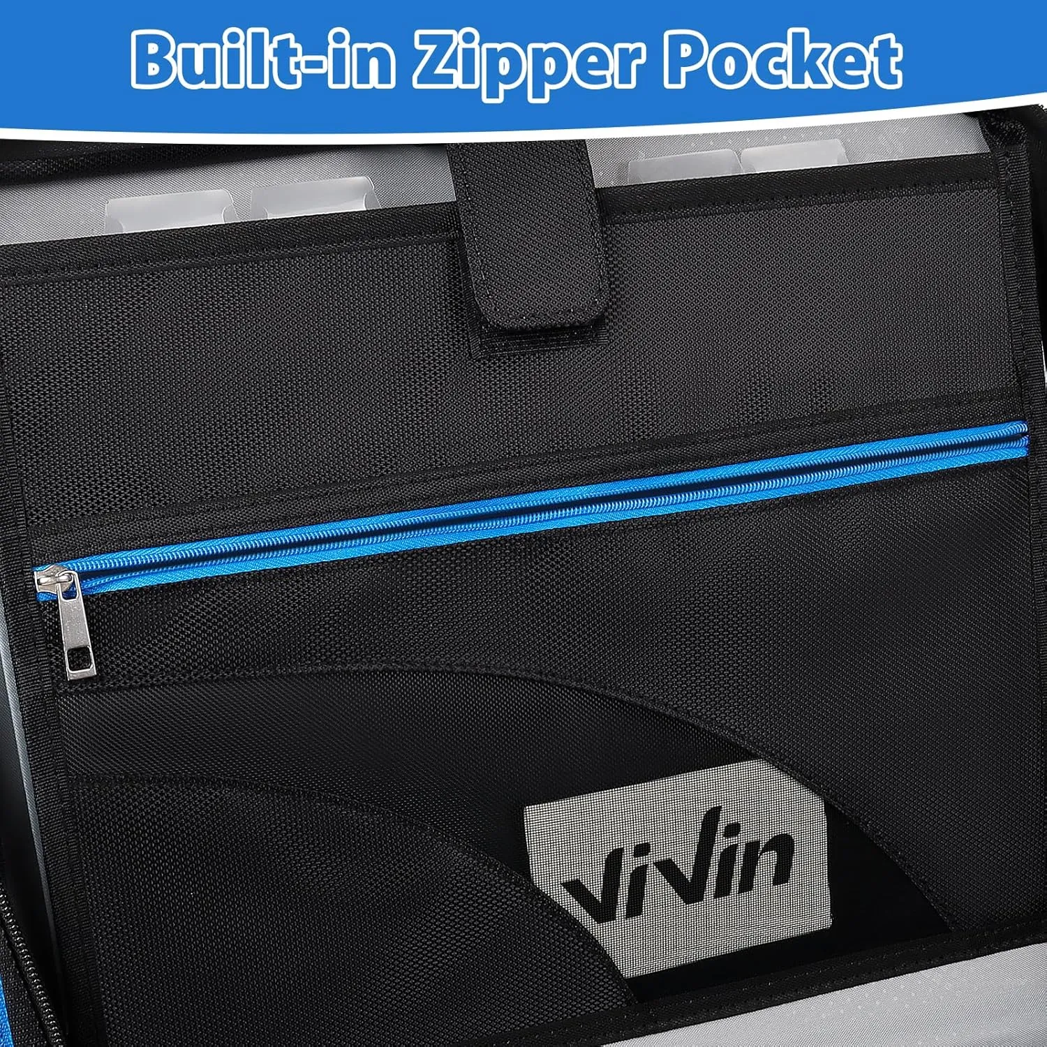 ViVin Zipper Binder 2 Inch O-Ring, 450 Sheet Capacity, 5-Tab Expanding Pockets and Multiple Zip Pockets, Handle ＆Shoulder Strap Included, School Office Supplies, 2-Pack（A5131,Black/Blue ＆Grey/Pink）