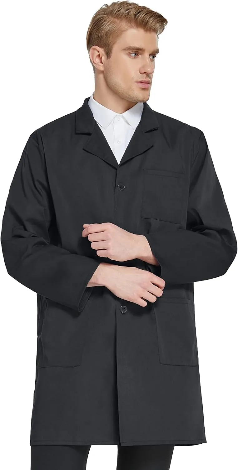 VOGRYE Professional Lab Coat for Men Women Long Sleeve, White, Unisex