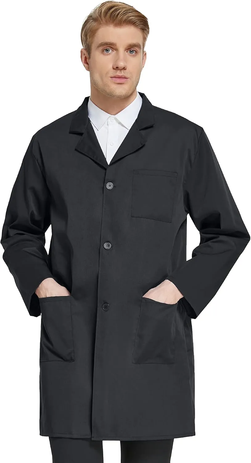 VOGRYE Professional Lab Coat for Men Women Long Sleeve, White, Unisex