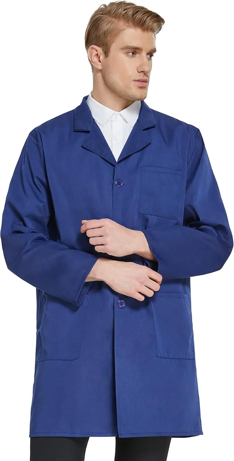 VOGRYE Professional Lab Coat for Men Women Long Sleeve, White, Unisex