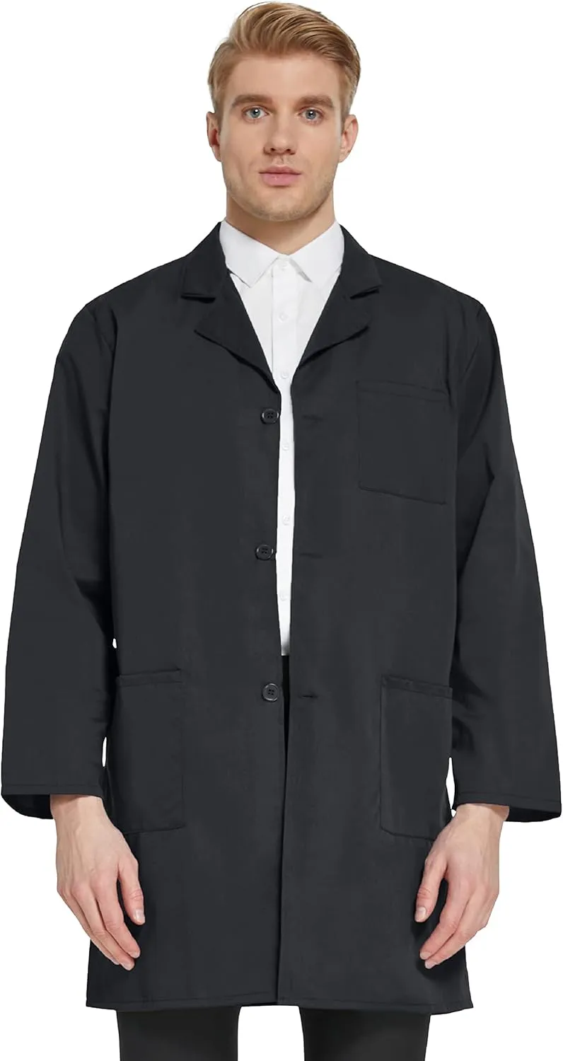 VOGRYE Professional Lab Coat for Men Women Long Sleeve, White, Unisex
