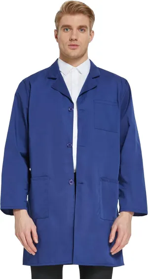 VOGRYE Professional Lab Coat for Men Women Long Sleeve, White, Unisex