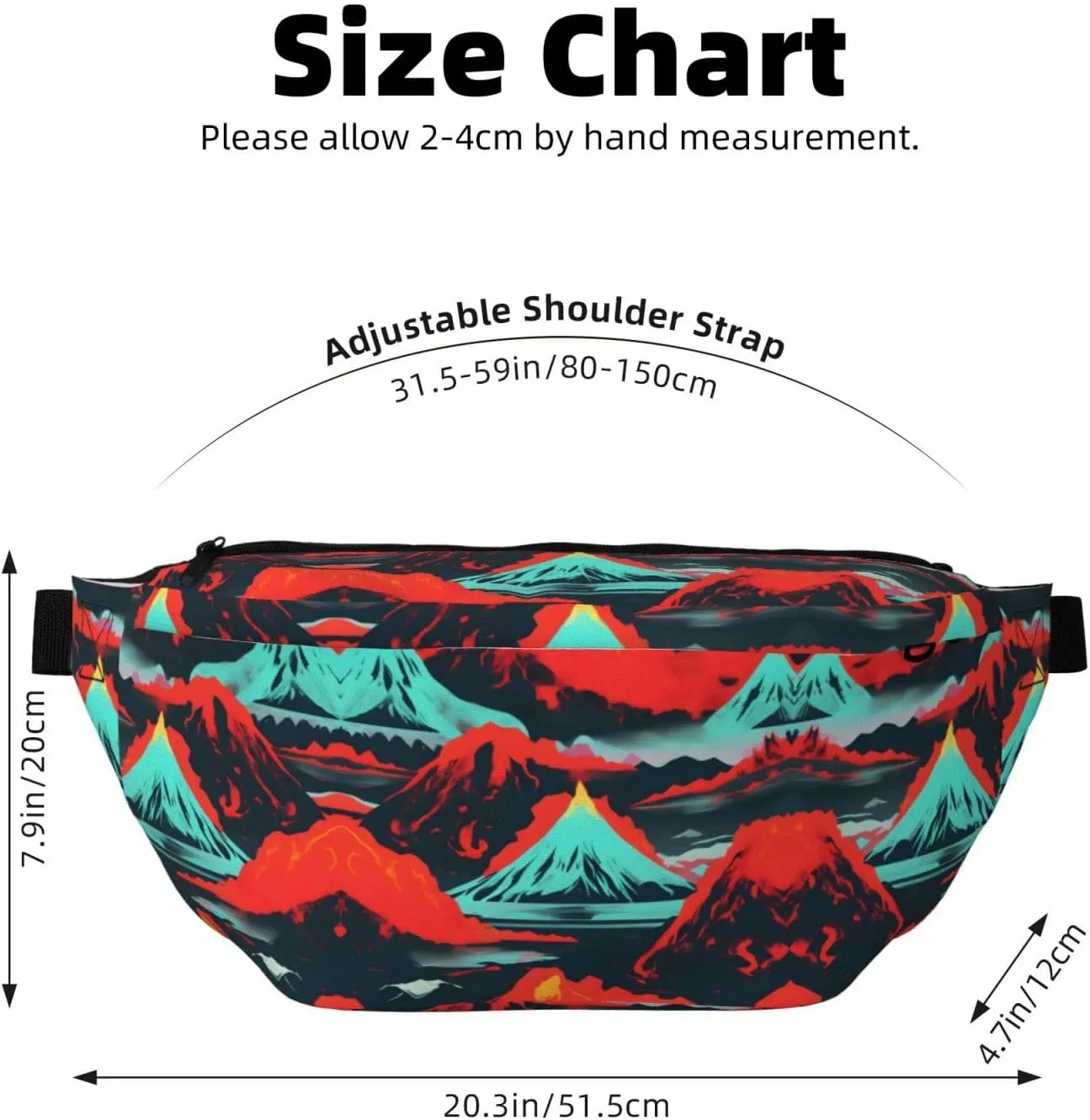 Volcano Bloom Fanny Pack Crossbody Sling Bag â€“ Zipper Pockets for Travel, Hiking, Cycling, Workouts, and Everyday Use