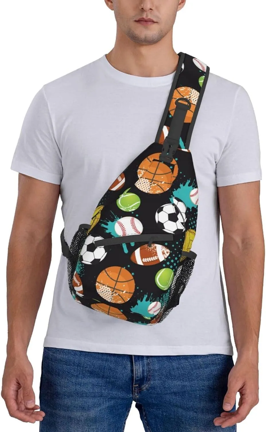 VOOHDDY Sport Ball Fun Sling Bag For Men Women Basketball Soccer Football Baseball Travel Hiking Backpack Crossbody Shoulder Chest Bags Casual Daypack Sport