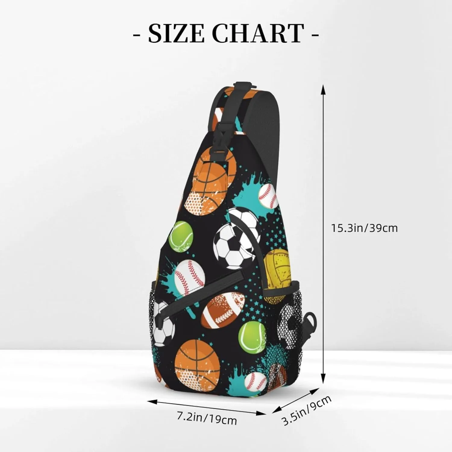 VOOHDDY Sport Ball Fun Sling Bag For Men Women Basketball Soccer Football Baseball Travel Hiking Backpack Crossbody Shoulder Chest Bags Casual Daypack Sport