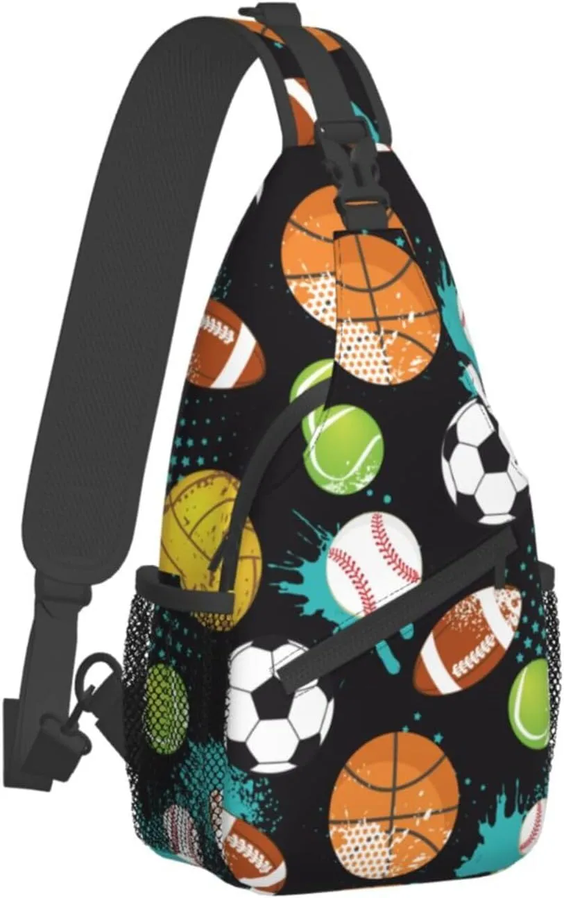 VOOHDDY Sport Ball Fun Sling Bag For Men Women Basketball Soccer Football Baseball Travel Hiking Backpack Crossbody Shoulder Chest Bags Casual Daypack Sport