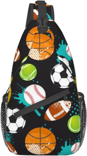 VOOHDDY Sport Ball Fun Sling Bag For Men Women Basketball Soccer Football Baseball Travel Hiking Backpack Crossbody Shoulder Chest Bags Casual Daypack Sport