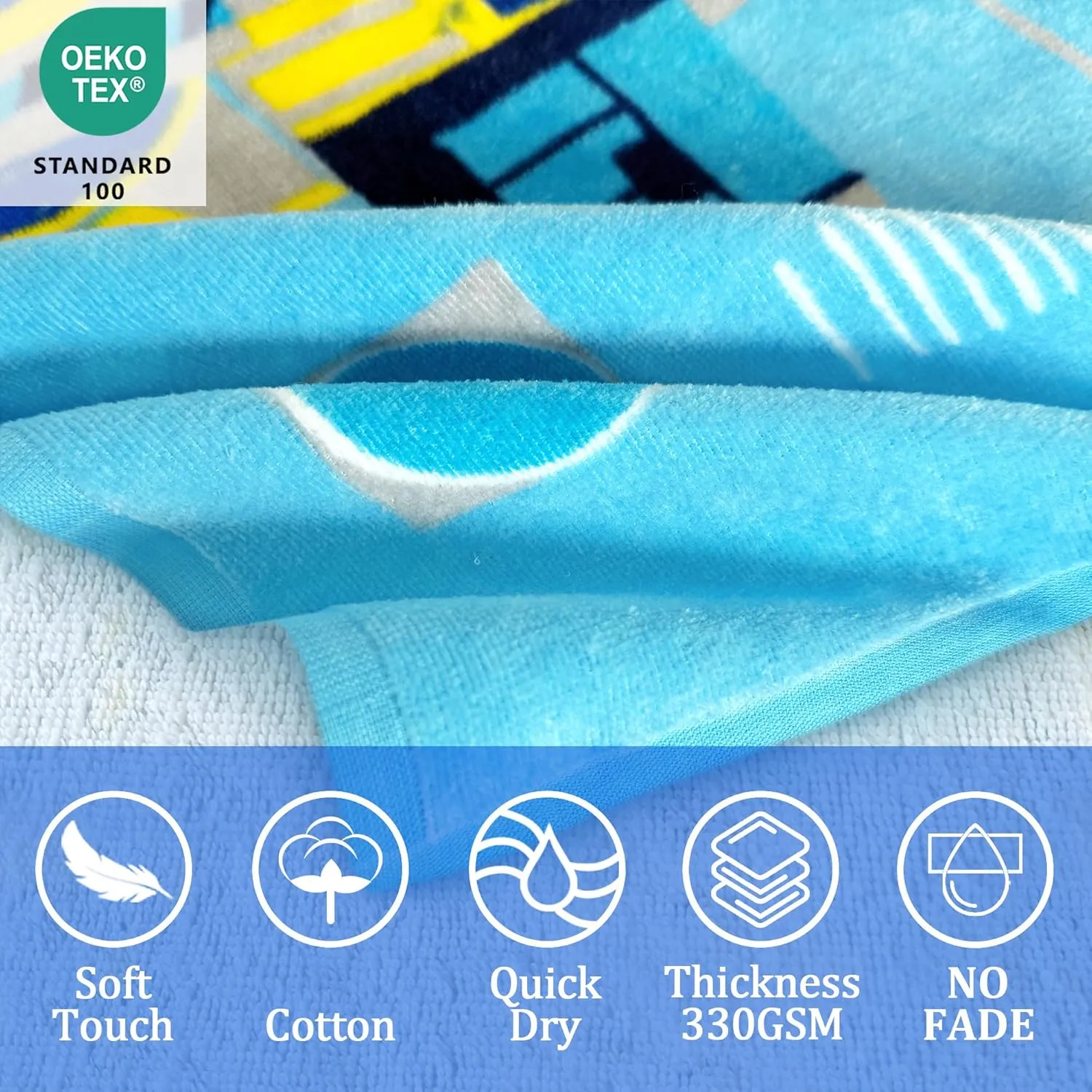 VOOVA & MOVAS Boys Beach Towels, 28"X54", 330GSM, Large Soft Absorbent Cotton Pool Towels for Toddler,Ideal for Swim, Surf, Beach, Bathroom and Camping, Vehicle