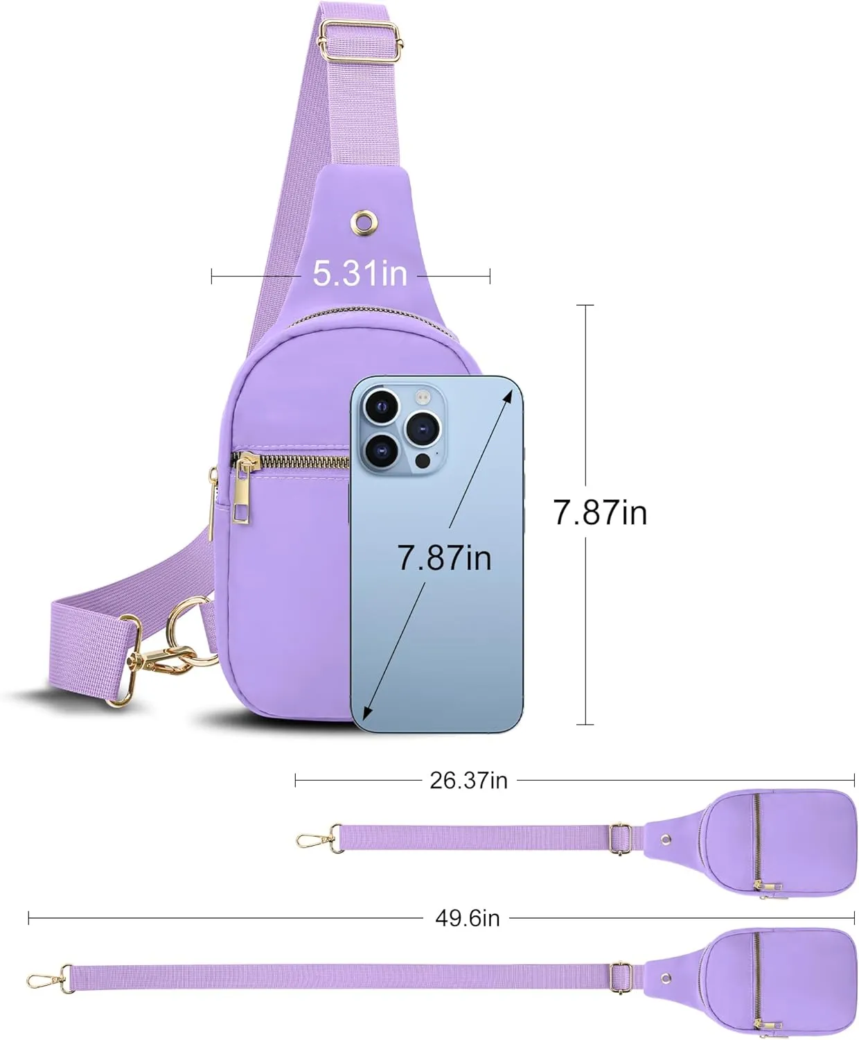 VOROLO Large Sling Bag,Crossbody Bags For Women and Men Cross body Bag Light Purple