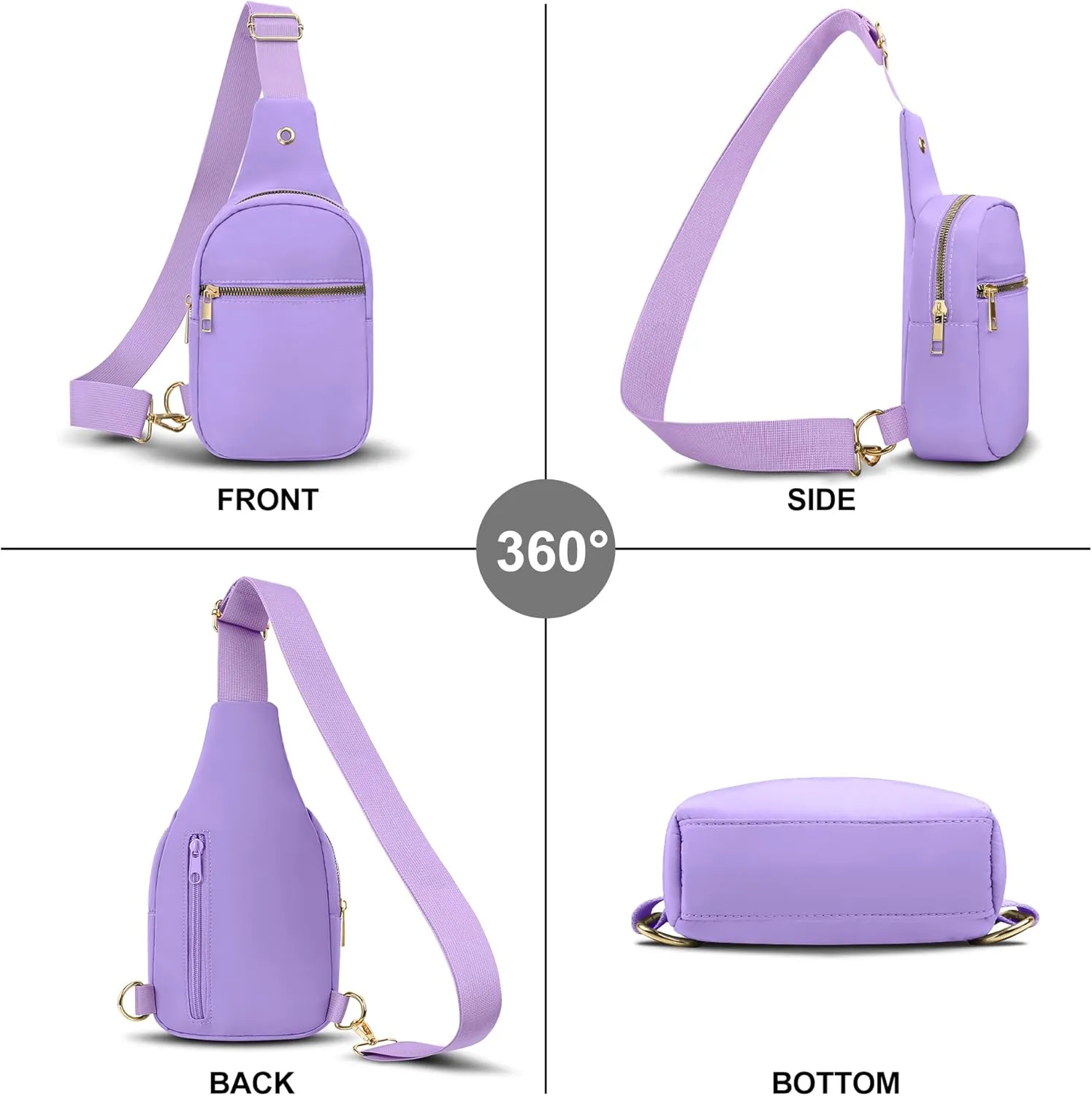 VOROLO Large Sling Bag,Crossbody Bags For Women and Men Cross body Bag Light Purple