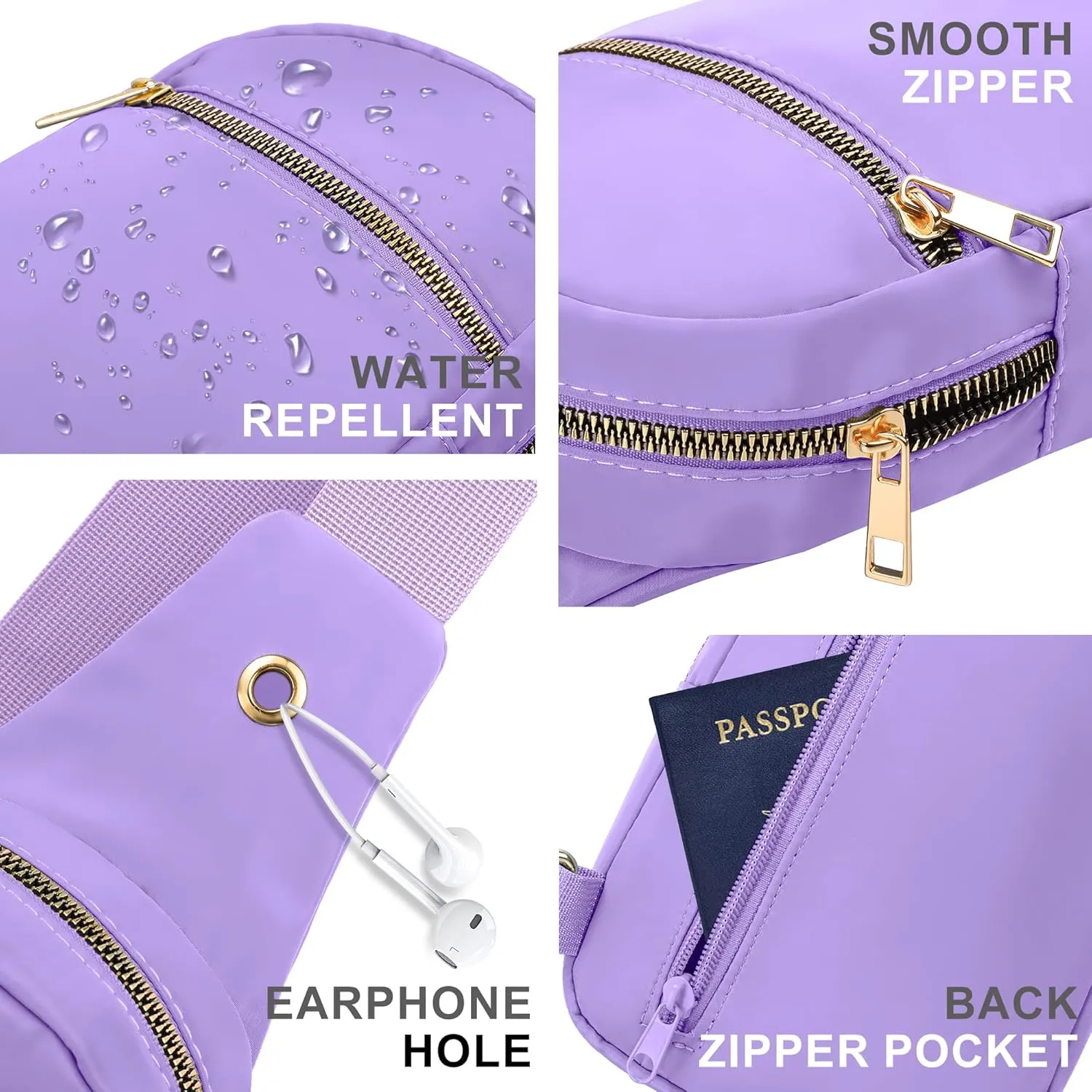 VOROLO Large Sling Bag,Crossbody Bags For Women and Men Cross body Bag Light Purple