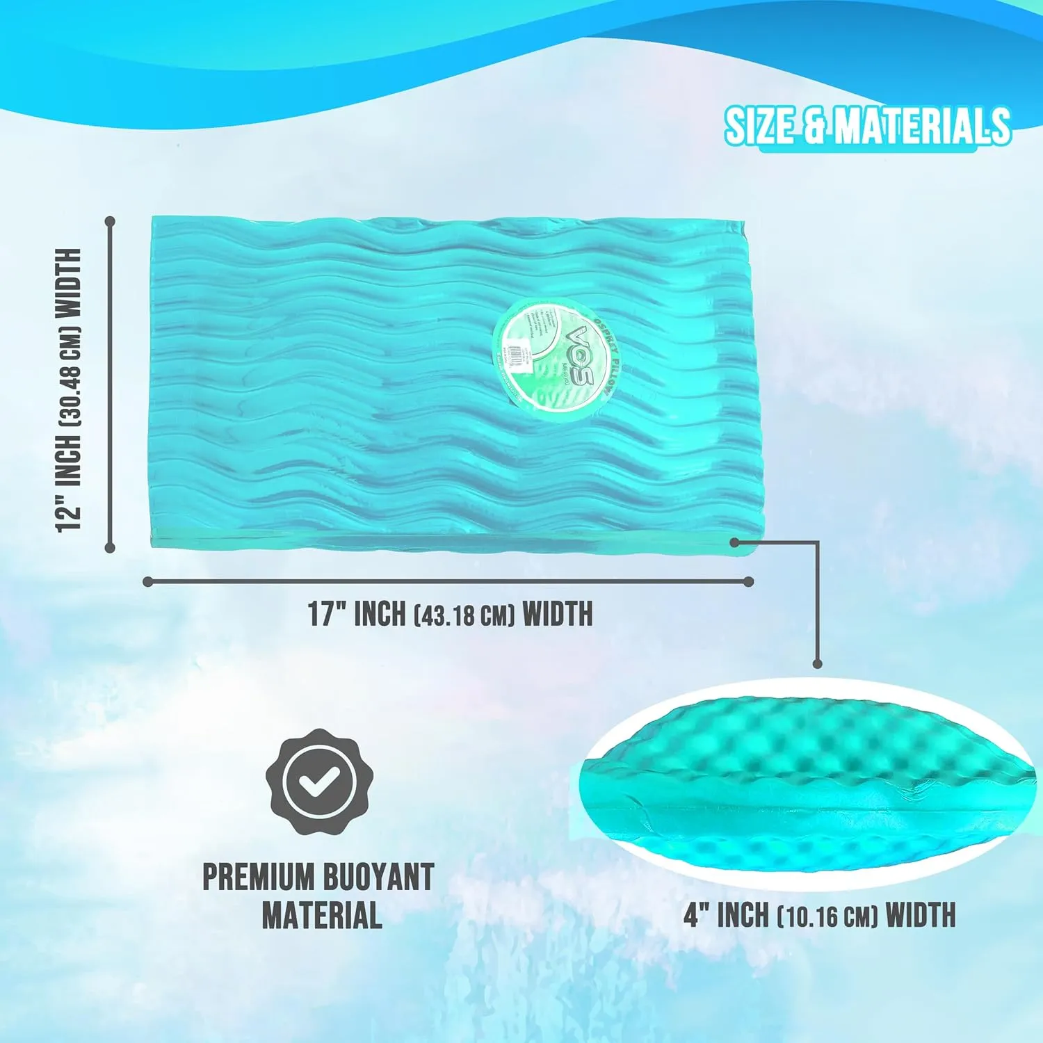 VOS Waterproof Pillow, Lightweight and Comfortable Outdoor Pillows for Beach, Pool, Hiking, Backpacking, Camping, Hunting and Fishing (Seafoam Square)