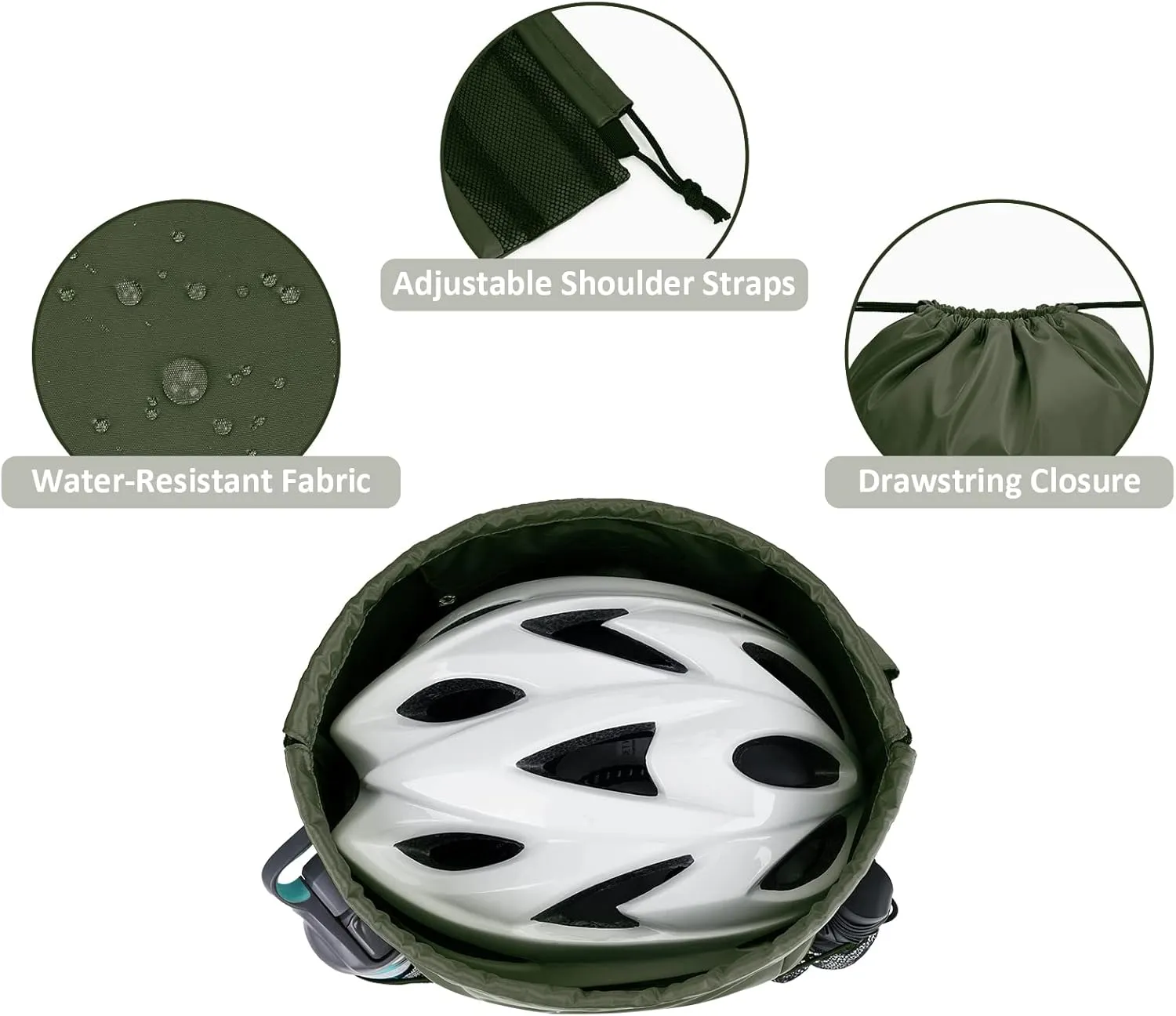 WANDF Drawstring Backpack with Shoulder Pad Sports Gym Backpack with Mesh Pocket String Bag for Women Men(Dark green)