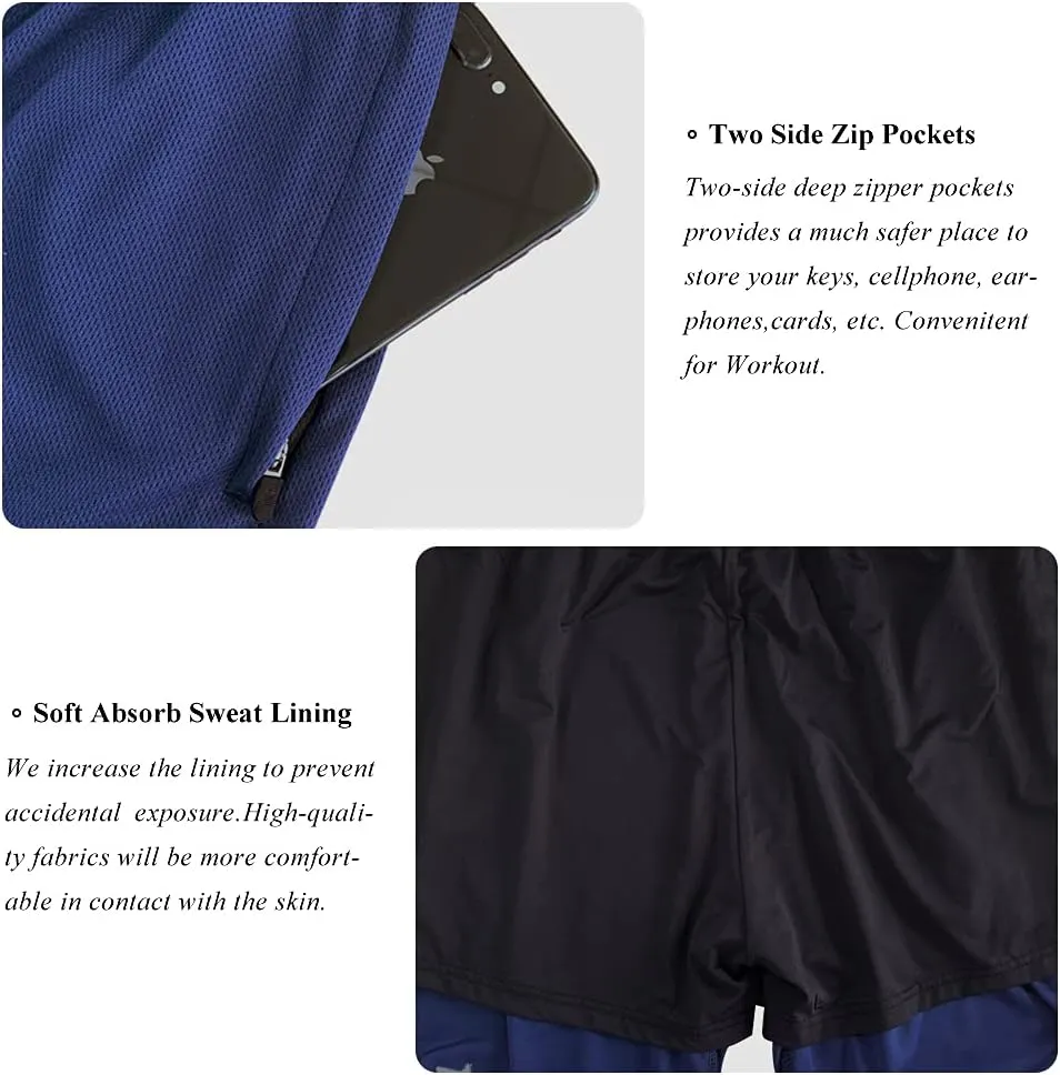 Wangdo Men's 7" Running Shorts with Zipper Pocket for Gym & Athletics
