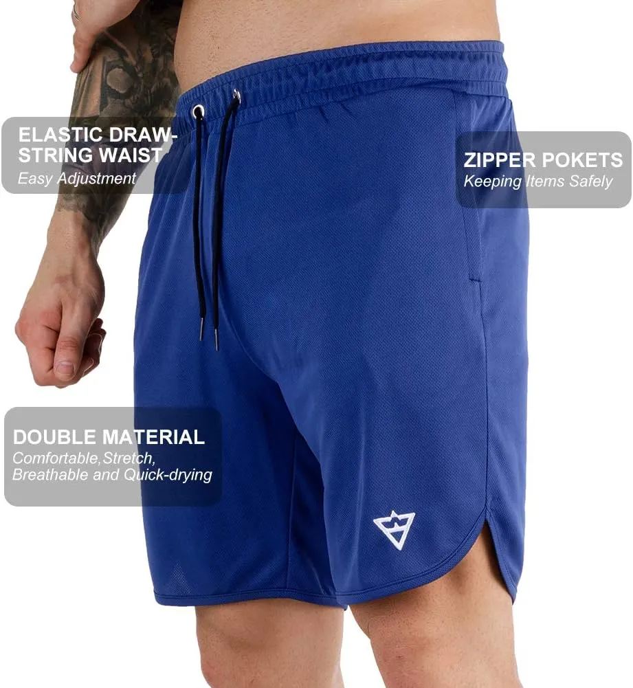 Wangdo Men's 7" Running Shorts with Zipper Pocket for Gym & Athletics