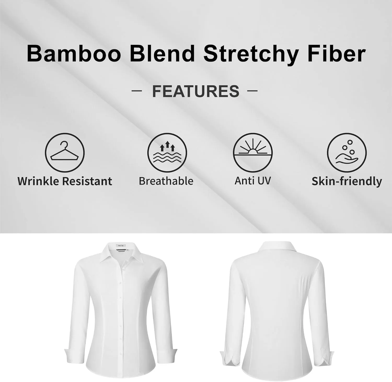 WARHORSEE Womens Button Down Shirt Long Sleeve Work Dress Shirts, V Neck Easy Care Stretchy Business Casual Blouses for Women