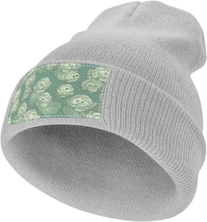 Warm Cuffed Knit Beanie Winter Hats Cabbage Pattern Printed Fashion Knit Skull Cap for Women Men