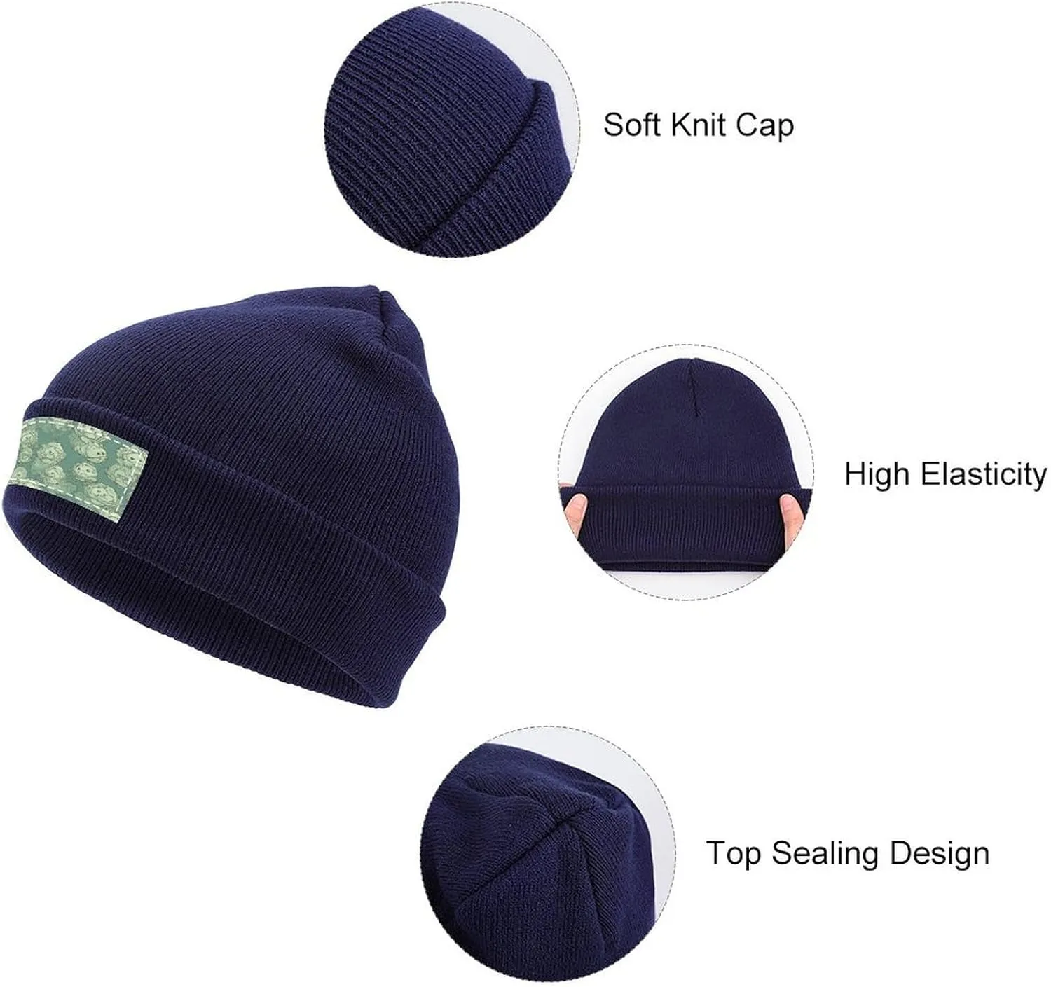 Warm Cuffed Knit Beanie Winter Hats Cabbage Pattern Printed Fashion Knit Skull Cap for Women Men