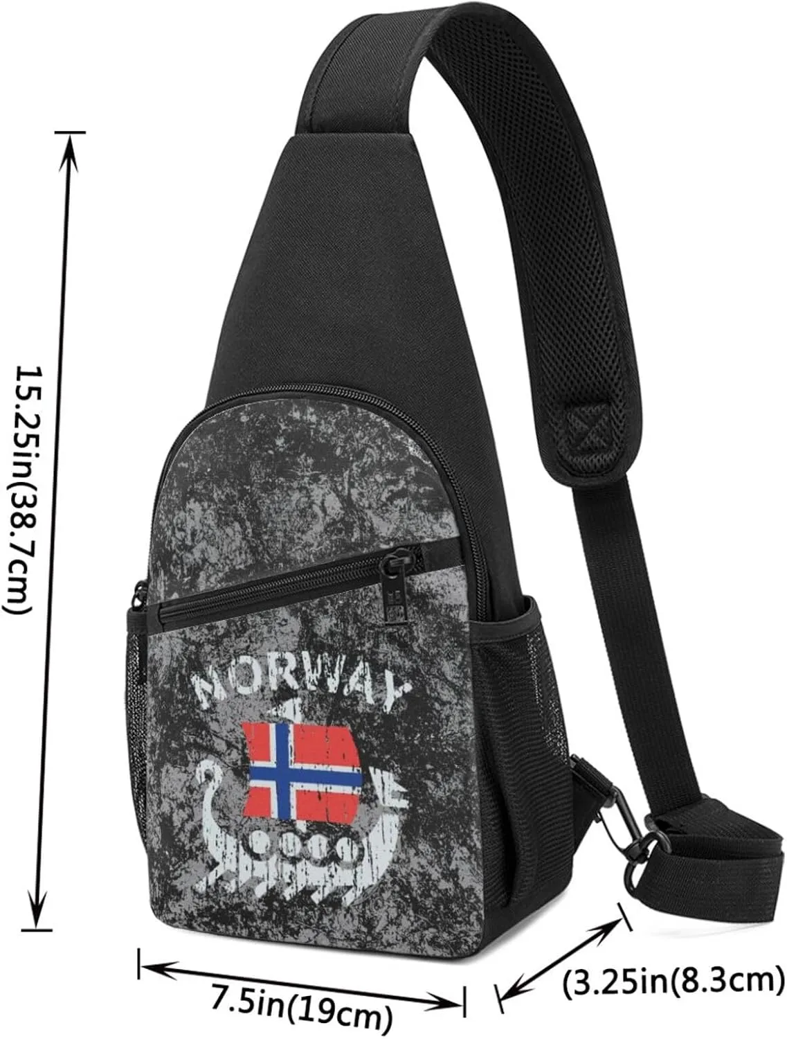 Washed Norwegian Flag Norway Dragon Boat Sling Bag Crossbody Backpack Shoulder Casual Daypack Bags for Men Women