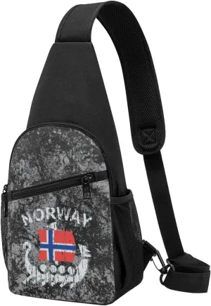 Washed Norwegian Flag Norway Dragon Boat Sling Bag Crossbody Backpack Shoulder Casual Daypack Bags for Men Women