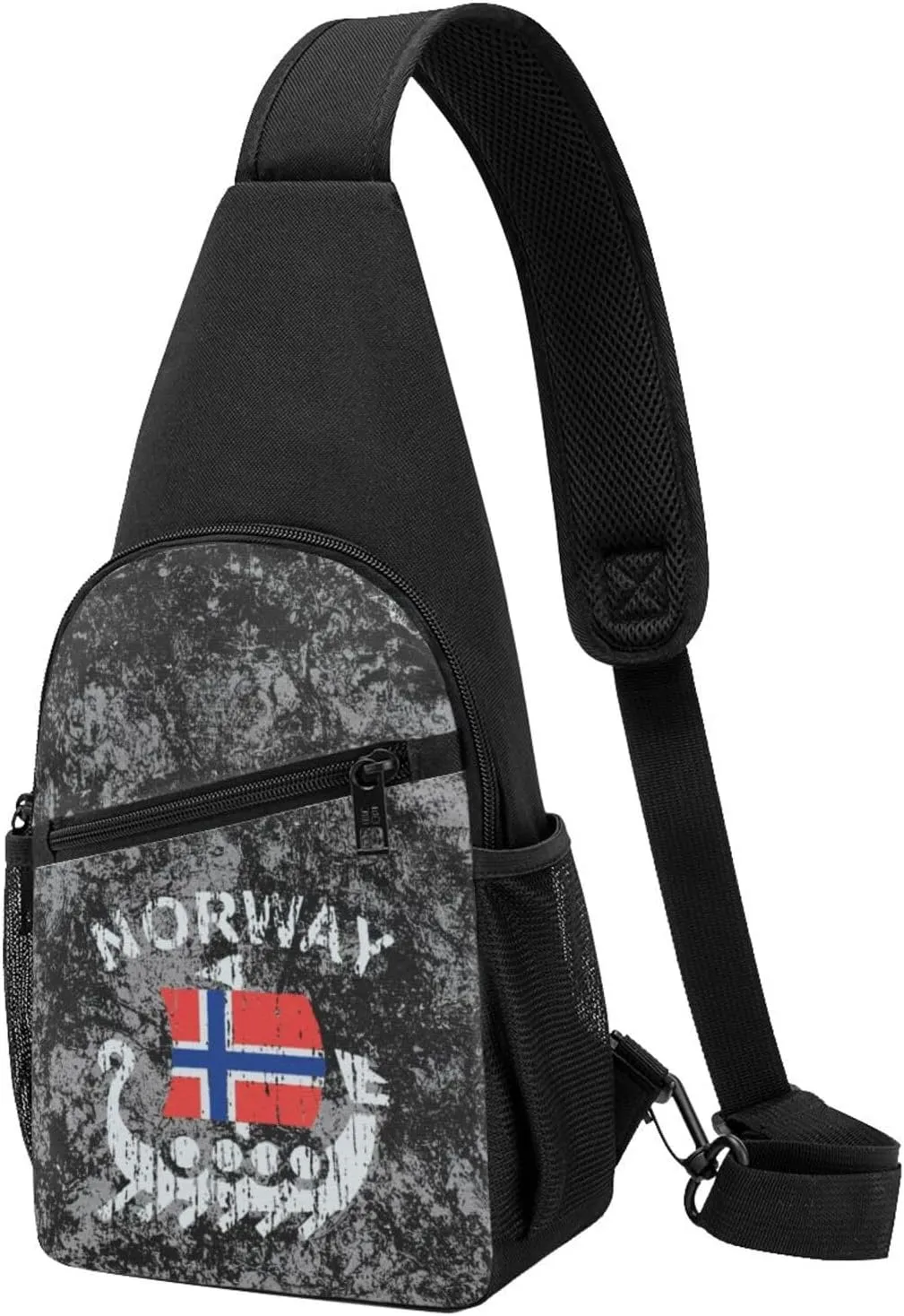 Washed Norwegian Flag Norway Dragon Boat Sling Bag Crossbody Backpack Shoulder Casual Daypack Bags for Men Women