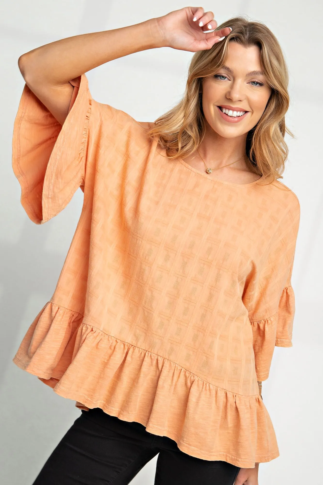 Washed Peplum Blouse