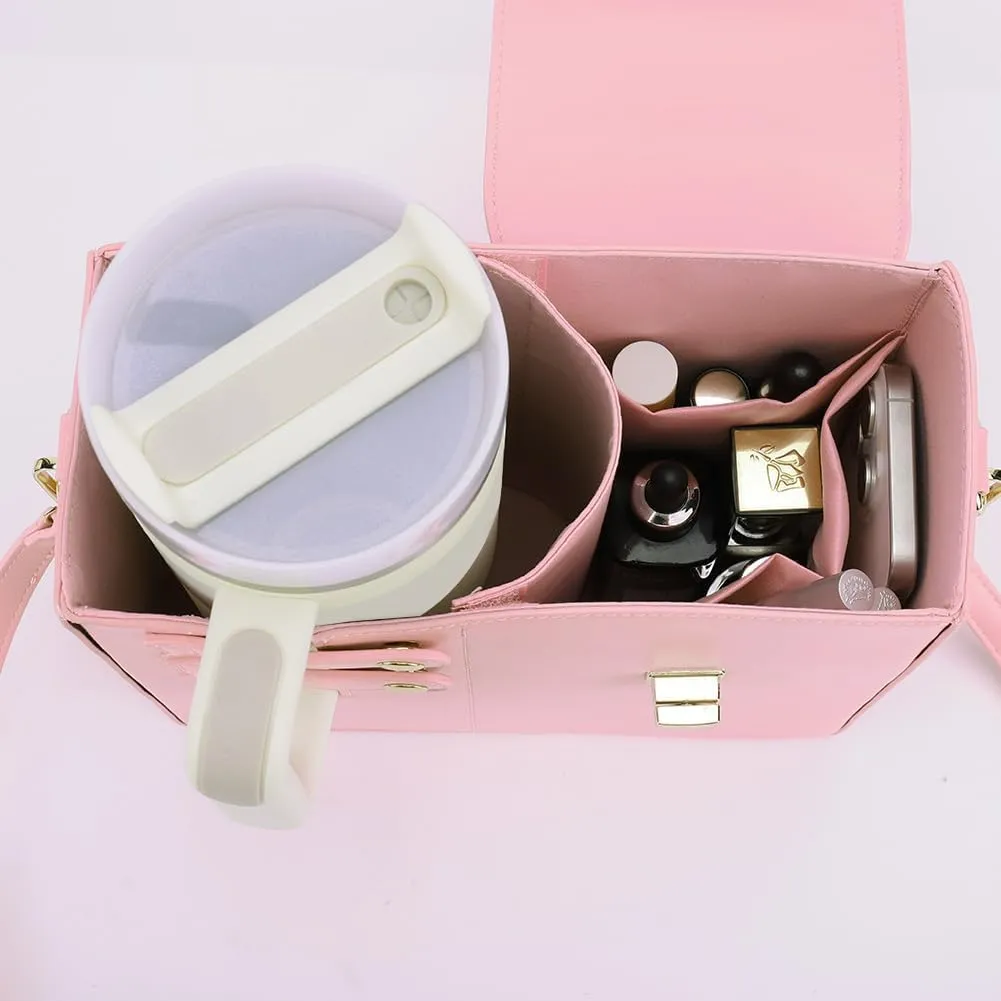 Water Cup Holder Bag Crossbody Water Bottle Bags for Women Leather Water Bottle Carrier Bag