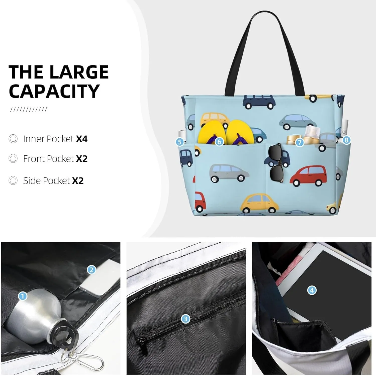 Waterproof Beach Bag for Women Sandproof Beach Tote Bags Large Capacity Swim Pool Bag Foldable Travel Duffel Bags