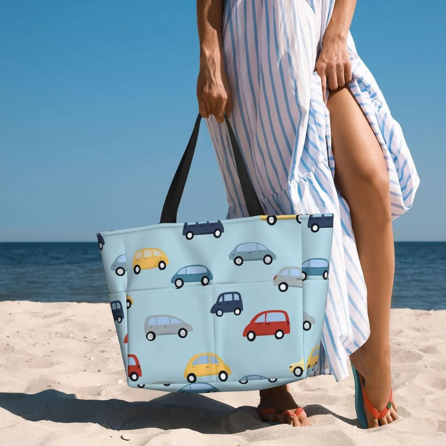 Waterproof Beach Bag for Women Sandproof Beach Tote Bags Large Capacity Swim Pool Bag Foldable Travel Duffel Bags