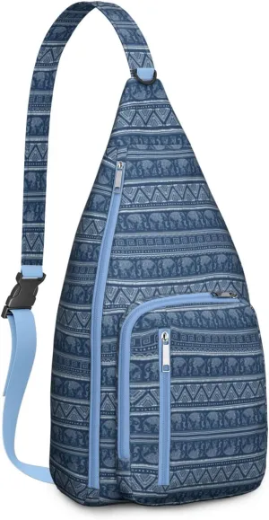 Waterproof Boho Sling Bag Backpack for Men Women Vintage Crossbody Daypack Adjustable Shoulder Chest Bag for Hiking Travel