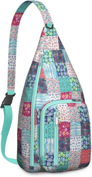 Waterproof Boho Sling Bag Backpack for Men Women Vintage Crossbody Daypack Adjustable Shoulder Chest Bag for Hiking Travel