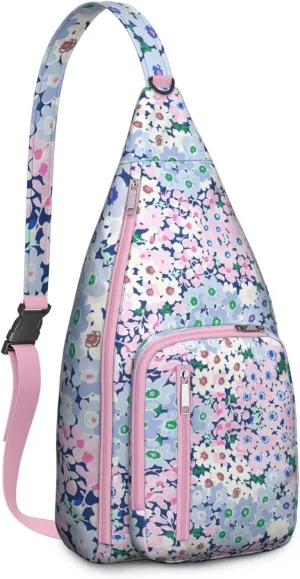 Waterproof Boho Sling Bag Backpack for Men Women Vintage Crossbody Daypack Adjustable Shoulder Chest Bag for Hiking Travel