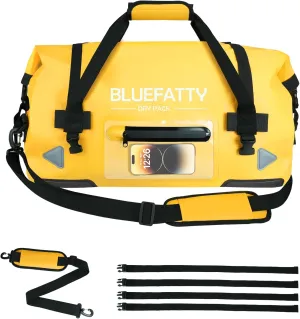 Waterproof Motorcycle Duffel Bag Roll Top Dry Duffel Bag with Quick-fixed Straps for Rafting, Boating, Kayaking, Travel, 50L(Yellow)