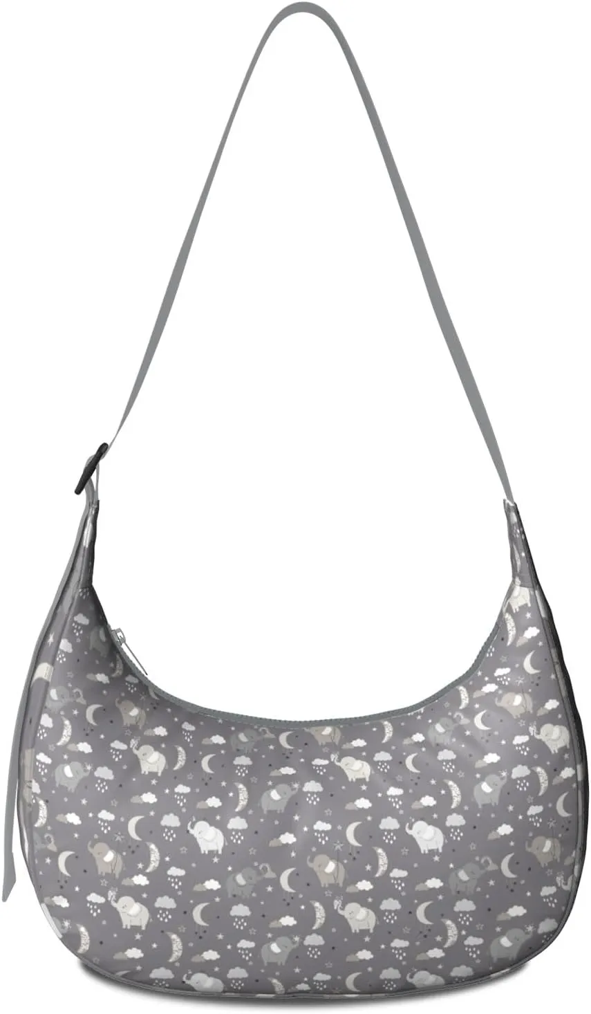 Waterproof Nylon Crescent Sling Crossbody Bag Casual Boho Elephant Shoulder Bag with Adjustable Strap for Work Travel
