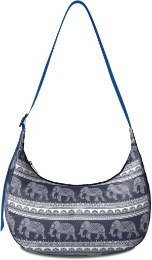 Waterproof Nylon Crescent Sling Crossbody Bag Casual Boho Elephant Shoulder Bag with Adjustable Strap for Work Travel