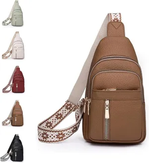Wbougisay Crossbody Bag, Women Crossbody Chest Bagwith Adjustable Strap, Large Capacity Anti-Theft Solid Color Crossbody Bag