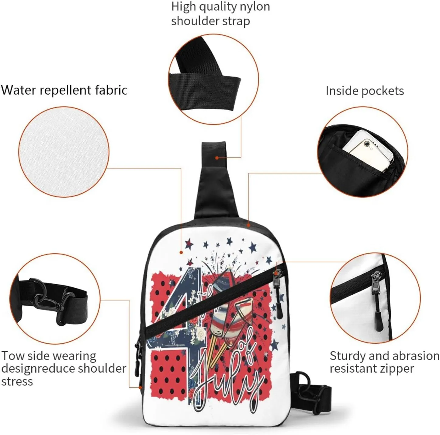 We The People American Flag Portable Sling Bags Packable Crossbody Bag Foldable Sport Daypack Reusable Shoulder Backpack Diagonally Chest Bag for Workout Travel