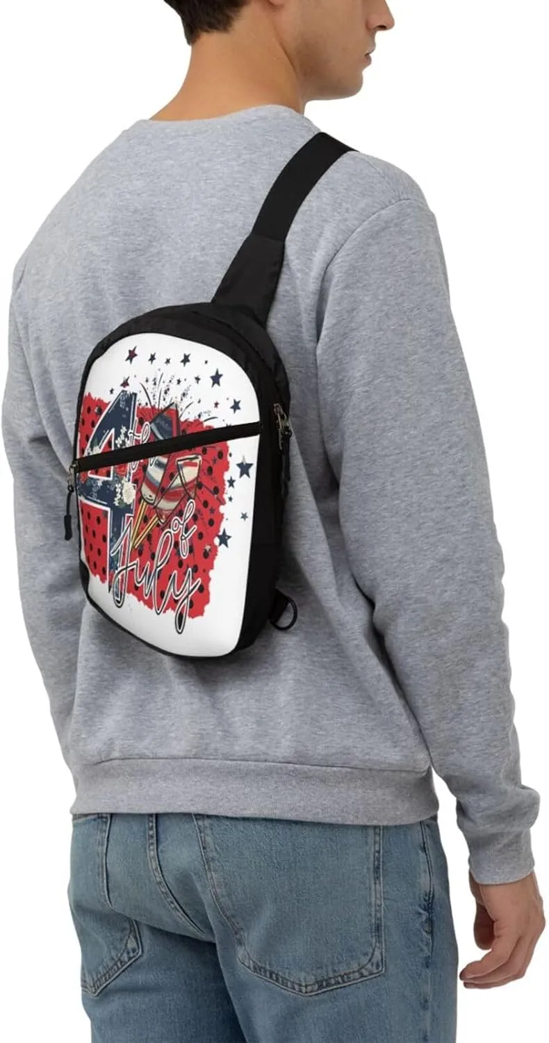 We The People American Flag Portable Sling Bags Packable Crossbody Bag Foldable Sport Daypack Reusable Shoulder Backpack Diagonally Chest Bag for Workout Travel