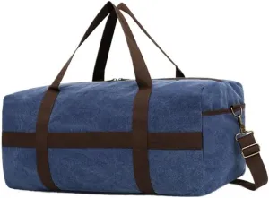 Weekender Bag Vintage Canvas Duffle With Suitcase Handle Sleeve Adjustable Shoulder Strap Business