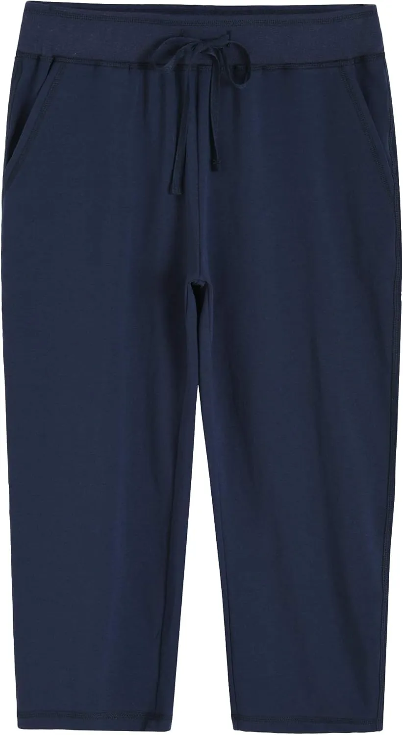 Weintee Women's Knit Sweatpants Capri Pants with Pockets