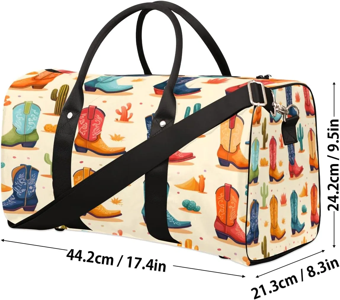 Western Cowboy Travel Duffle Bag, Sports Gym Bags for Women Men, Carry On Weekender Overnight Bag, Southwest Country Workout Hospital Airplane Trips Bag