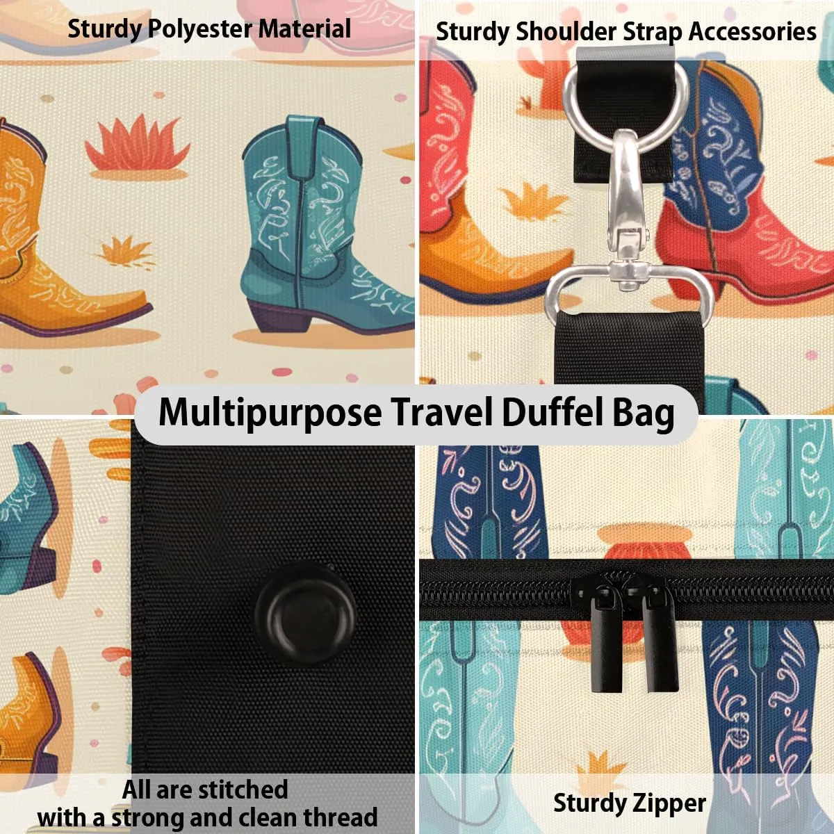 Western Cowboy Travel Duffle Bag, Sports Gym Bags for Women Men, Carry On Weekender Overnight Bag, Southwest Country Workout Hospital Airplane Trips Bag