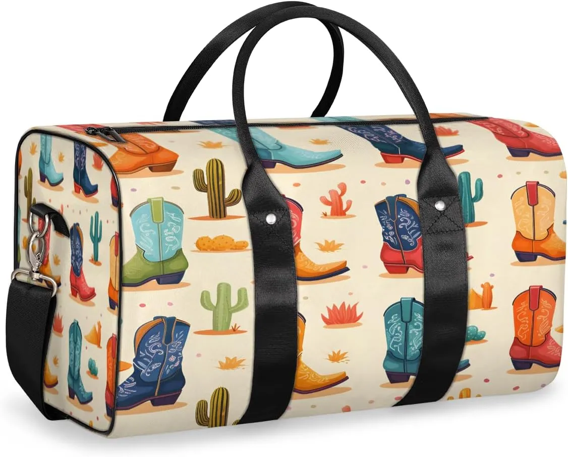 Western Cowboy Travel Duffle Bag, Sports Gym Bags for Women Men, Carry On Weekender Overnight Bag, Southwest Country Workout Hospital Airplane Trips Bag