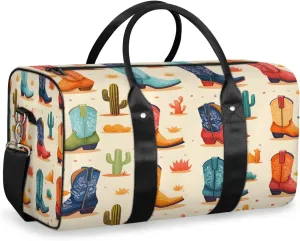 Western Cowboy Travel Duffle Bag, Sports Gym Bags for Women Men, Carry On Weekender Overnight Bag, Southwest Country Workout Hospital Airplane Trips Bag