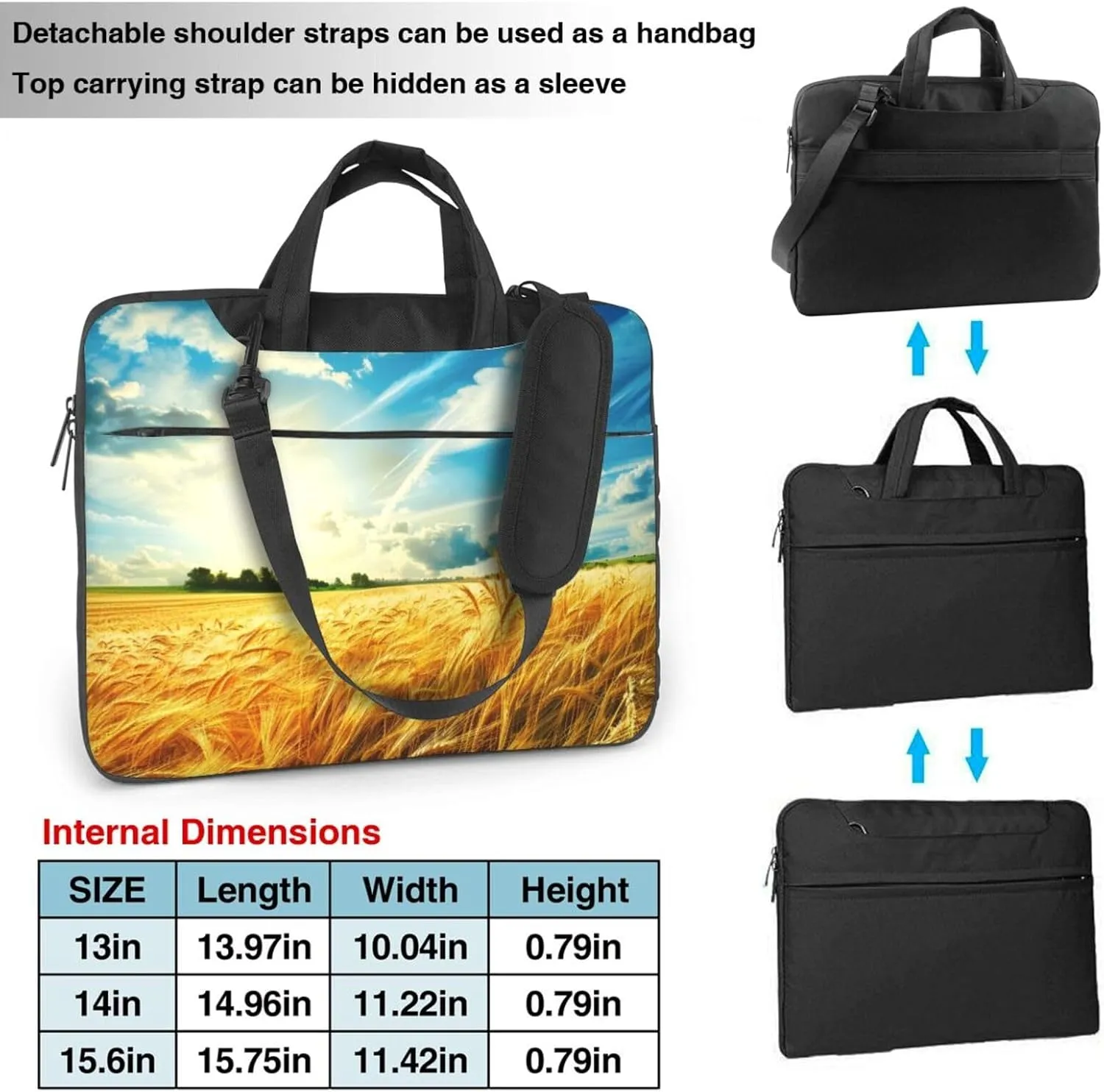 Wheat Field Printed Laptop Tote Bag Travel Business Computer Bag Work Bag for Men Women