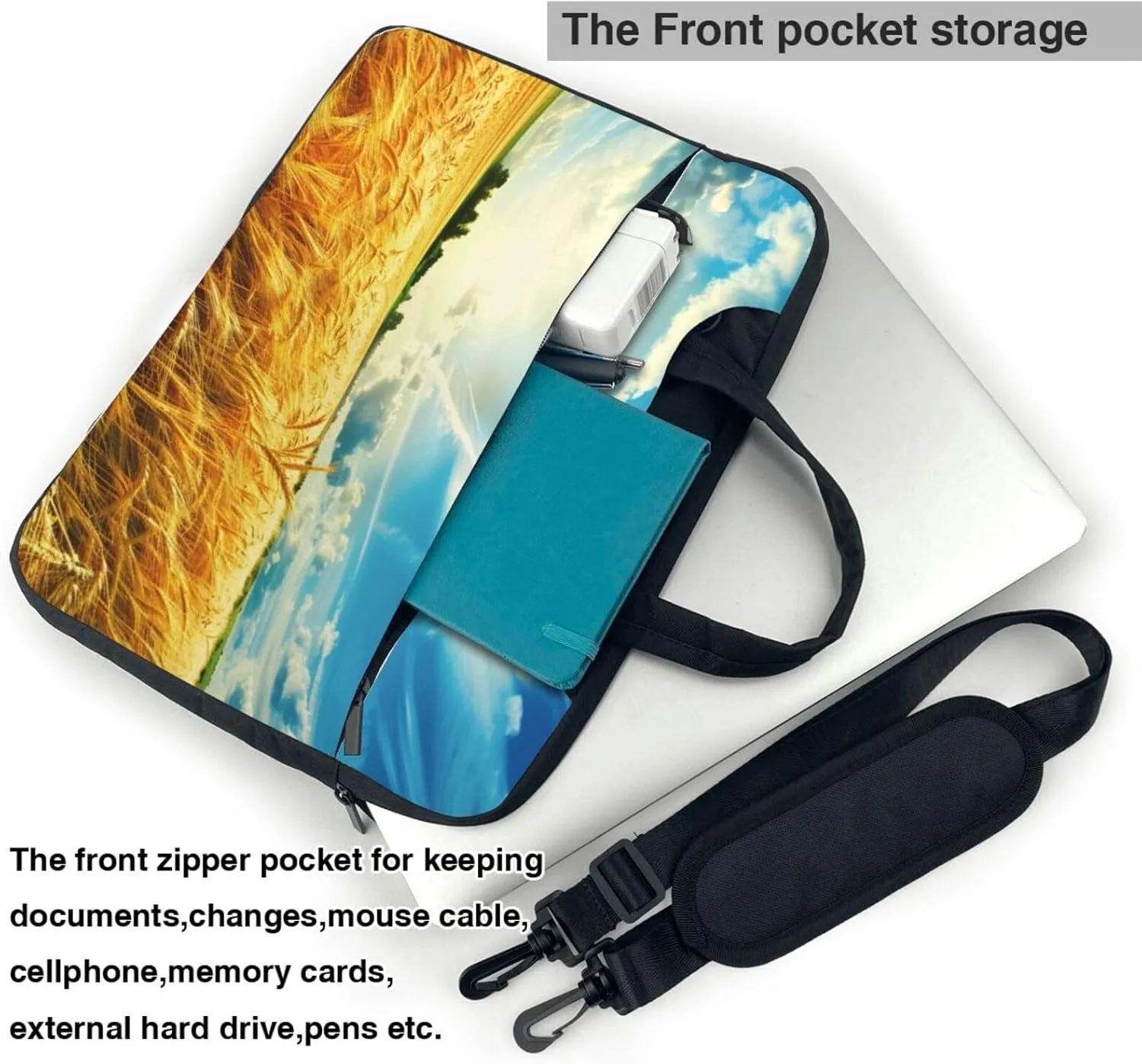 Wheat Field Printed Laptop Tote Bag Travel Business Computer Bag Work Bag for Men Women