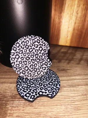 White Leopard Car Coasters