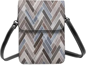 White lines compose mountains Leather Crossbody Phone Purse for Women Cute Wallet Bags Lightweight Mini Sling Bag