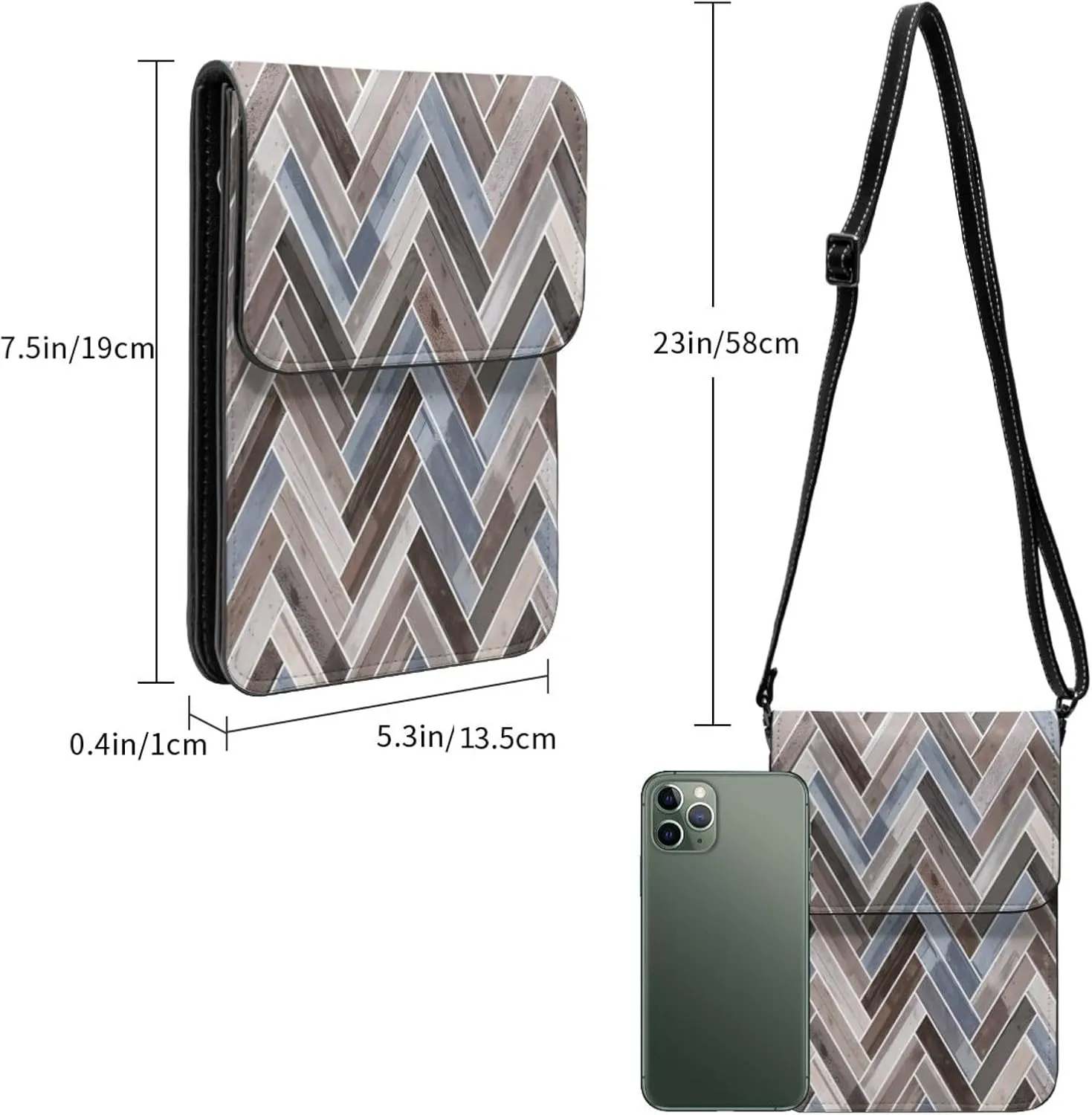 White lines compose mountains Leather Crossbody Phone Purse for Women Cute Wallet Bags Lightweight Mini Sling Bag