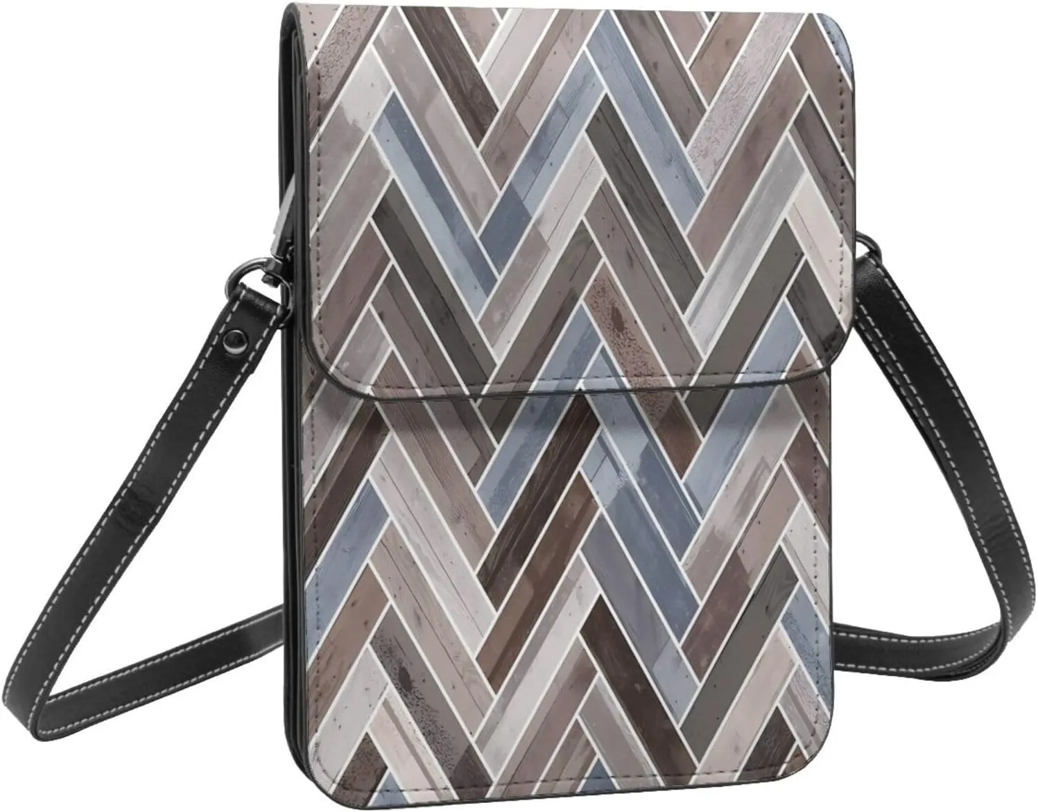 White lines compose mountains Leather Crossbody Phone Purse for Women Cute Wallet Bags Lightweight Mini Sling Bag